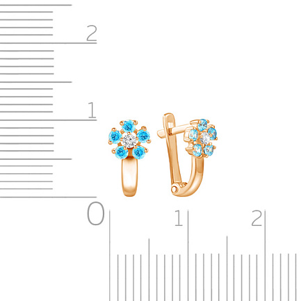 Серьги детские из красного золота с фианитом