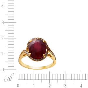 Кольцо из желтого золота с бриллиантами, рубином