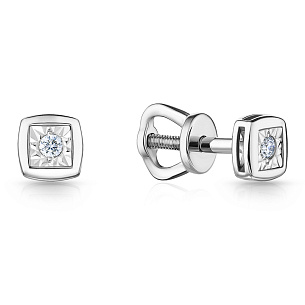 Пусеты из белого золота с бриллиантами