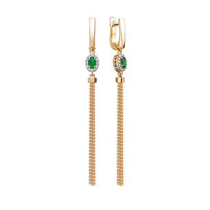 Серьги из красного золота с бриллиантом