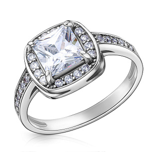 Кольцо из серебра с фианитом