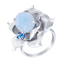 Кольцо из серебра с агатом, фианитом