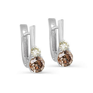 Серьги с английским замком из белого золота с бриллиантом