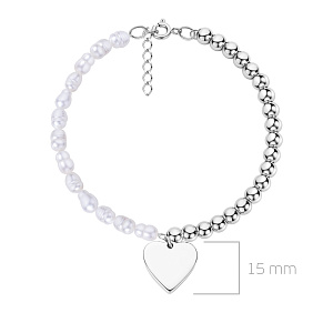 Браслет декоративный из серебра с жемчугом