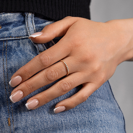 Кольцо из желтого золота с фианитом