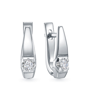 Серьги из белого золота с бриллиантом