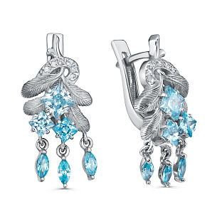 Серьги с английским замком из серебра с фианитом