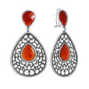 Серьги из серебра с агатом, фианитом