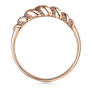 Кольцо из красного золота с фианитом