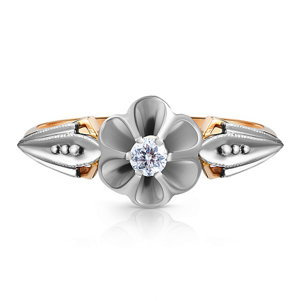 Кольцо из комбинированного золота с бриллиантом