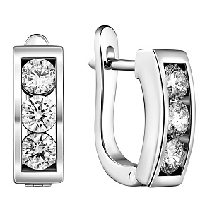 Серьги с английским замком из белого золота с бриллиантами