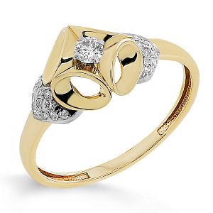 Кольцо из желтого золота с бриллиантами