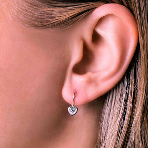 Серьги с французским замком из белого золота с бриллиантами