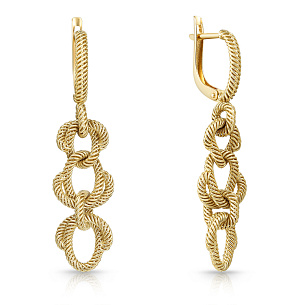 Серьги с английским замком из желтого золота