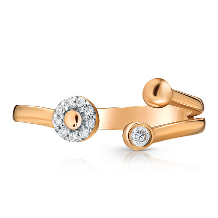 Кольцо из красного золота с фианитом