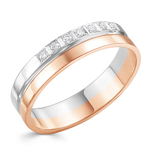 Кольцо обручальное из комбинированного золота