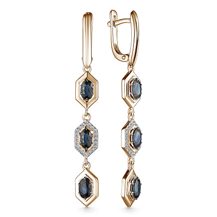 Серьги с английским замком из красного золота с бриллиантами