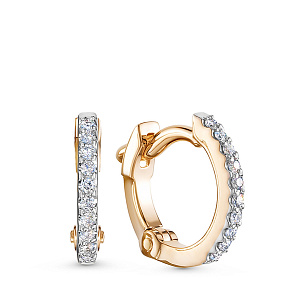 Серьги из красного золота с бриллиантом