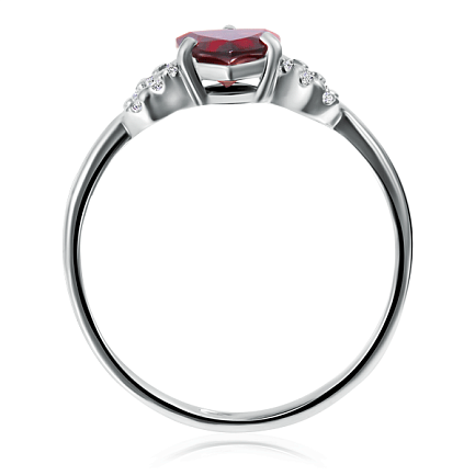 Серебряное кольцо с гранатом и фианитами