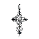 Крест из белого золота с бриллиантами, сапфирами