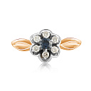 Кольцо из красного золота с бриллиантами, сапфиром