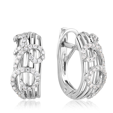 Серьги с английским замком из белого золота с бриллиантами