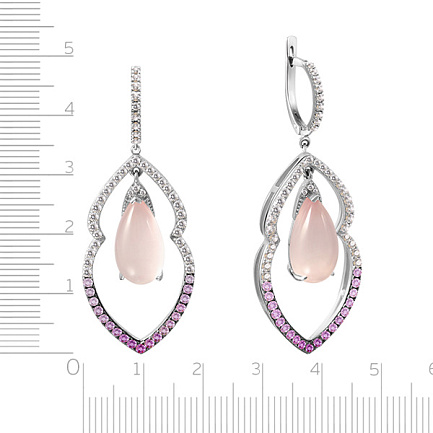 Серьги из белого золота с бриллиантами, сапфирами