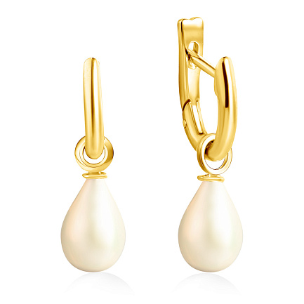 Серьги из желтого золота с жемчугом