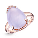 Кольцо из красного золота с бриллиантами, кварцем