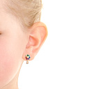 Серьги детские из красного золота с фианитом