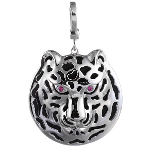 Подвеска из серебра с ониксом, фианитом