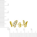 Серьги из серебра с позолотой, фианитами