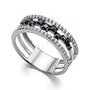 Кольцо из белого золота с бриллиантами, сапфиром