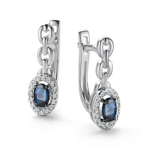 Серьги с английским замком из белого золота с бриллиантами