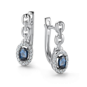 Серьги с английским замком из белого золота с бриллиантом