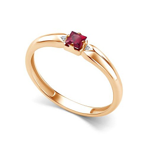 Кольцо из красного золота с бриллиантом