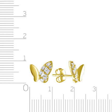 Серьги из серебра с позолотой, фианитами