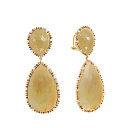 Серьги из желтого золота с корундами, сапфирами