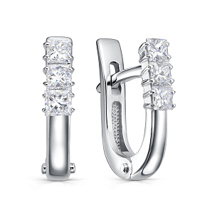 Серьги с английским замком из белого золота с бриллиантом