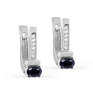 Серьги с английским замком из белого золота с бриллиантами