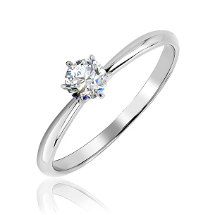 Кольцо помолвочное из белого золота с бриллиантом