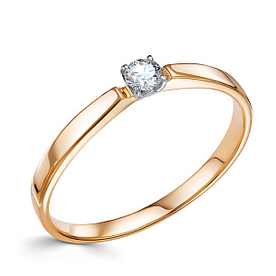 Кольцо из красного золота с бриллиантом