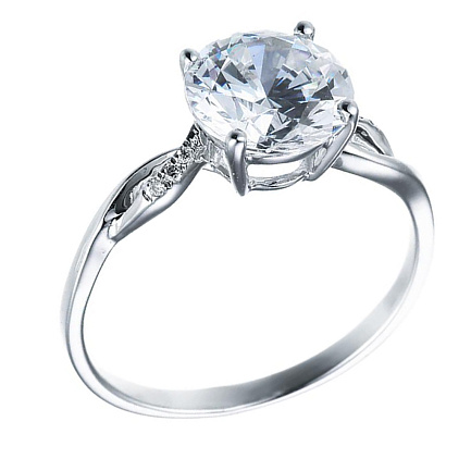 Кольцо помолвочное из белого золота с бриллиантами