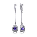 Серьги из белого золота с бриллиантами, танзанитами
