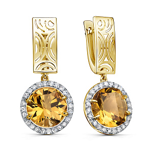 Серьги с английским замком из желтого золота