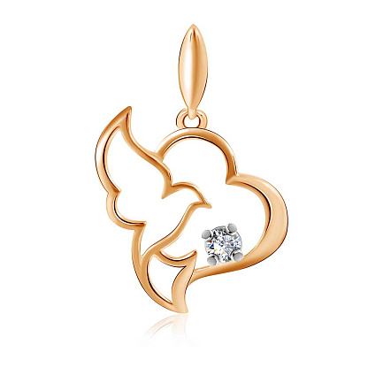 Подвеска из красного золота с фианитом