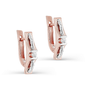 Серьги с английским замком из красного золота с бриллиантами