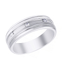 Кольцо обручальное из белого золота с бриллиантами