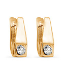 Серьги с английским замком из желтого золота с бриллиантами