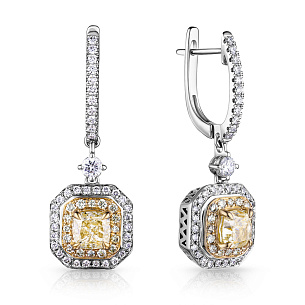 Серьги с английским замком из белого золота с бриллиантом